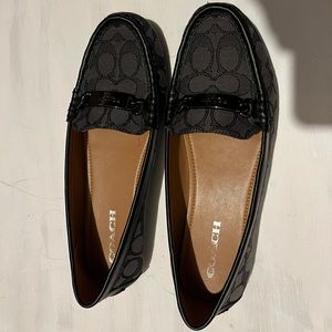 Coach Olive Outline Sig C Jacquard Loafers in Black Smoke 10B